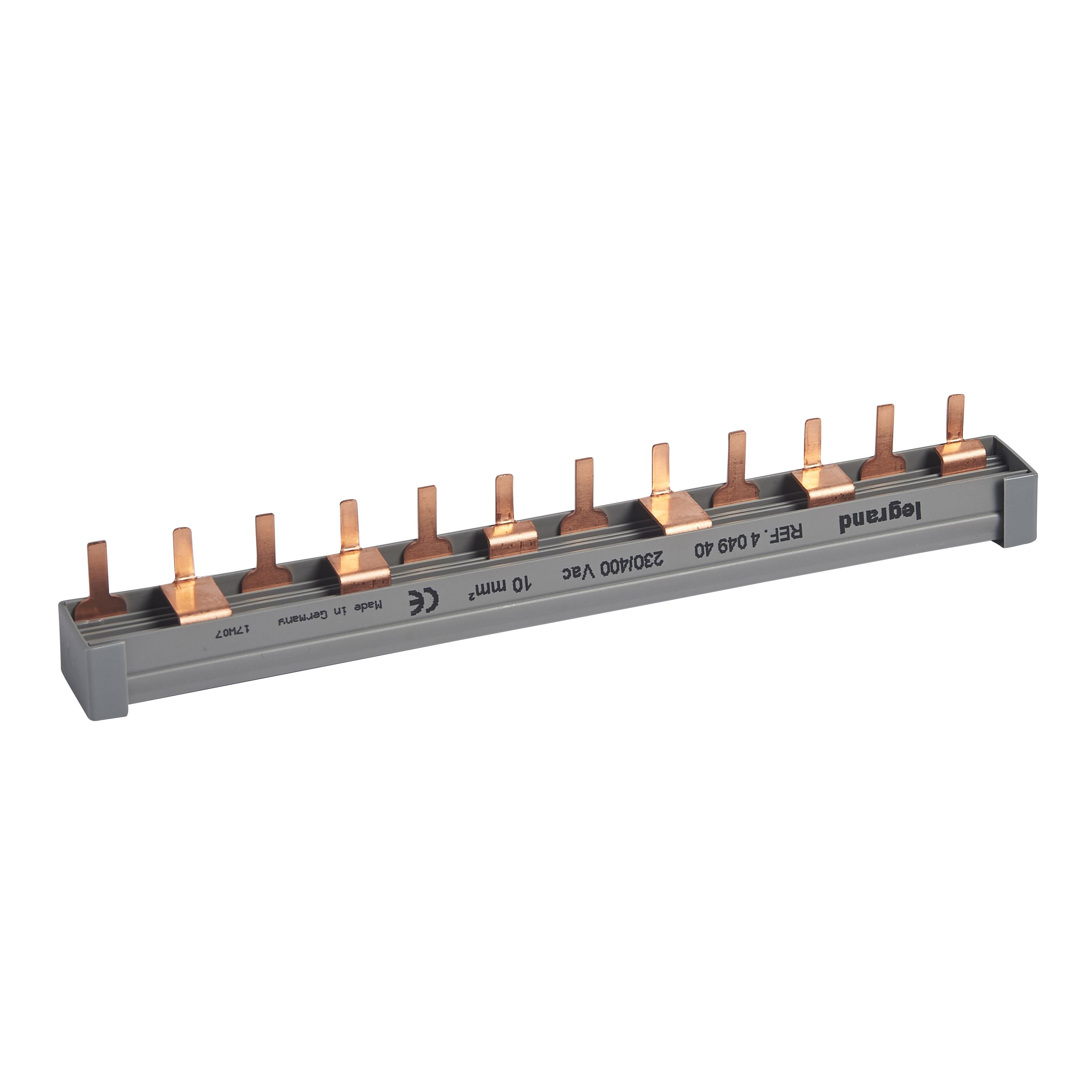Legrand Stiftkammschiene, 2-polig mit 4-poliger Einspeisung, 12 TE, 10 mm²