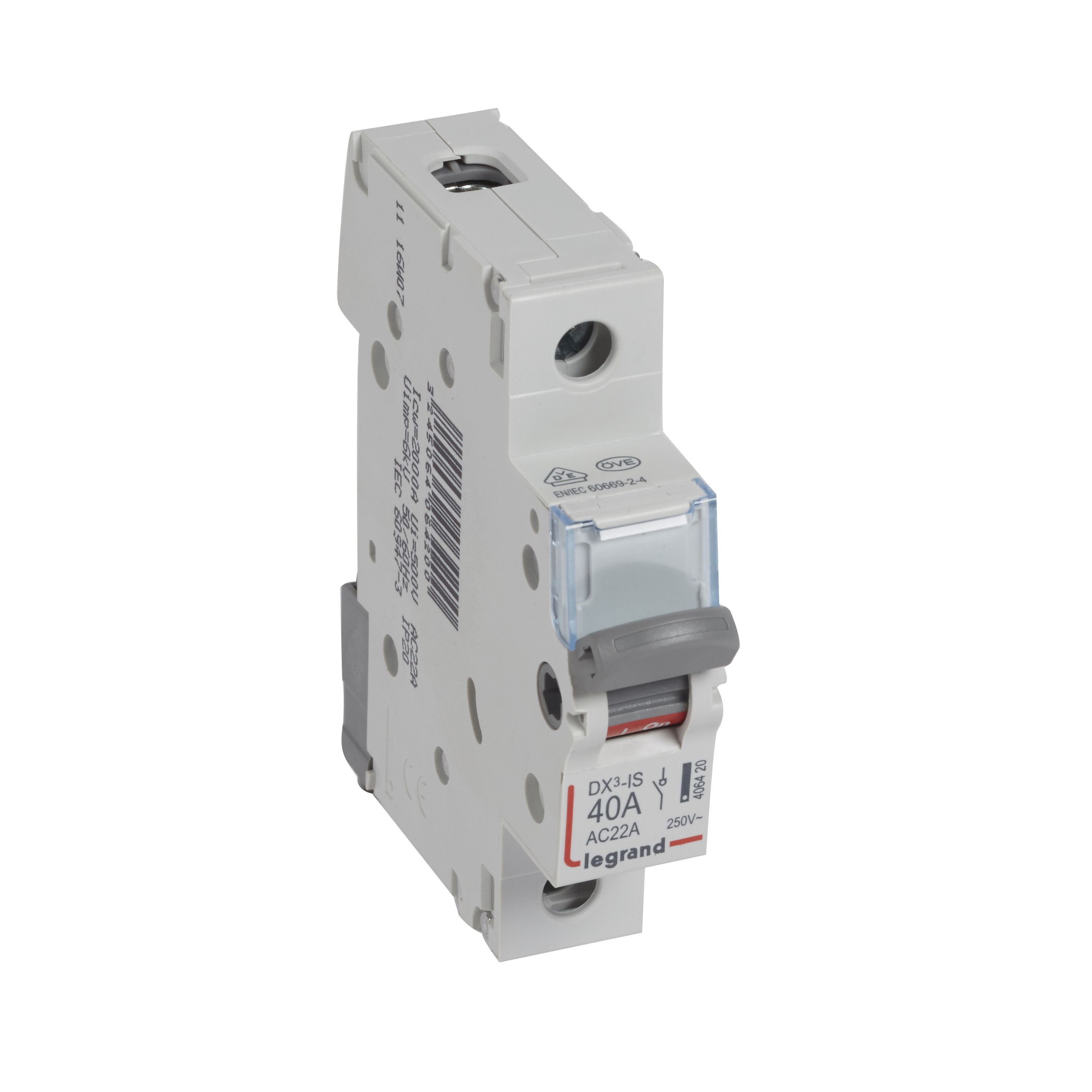 Legrand Lasttrennschalter DX3, 1-polig, 40A 250 VAC, Gebrauchskategorie AC-22A