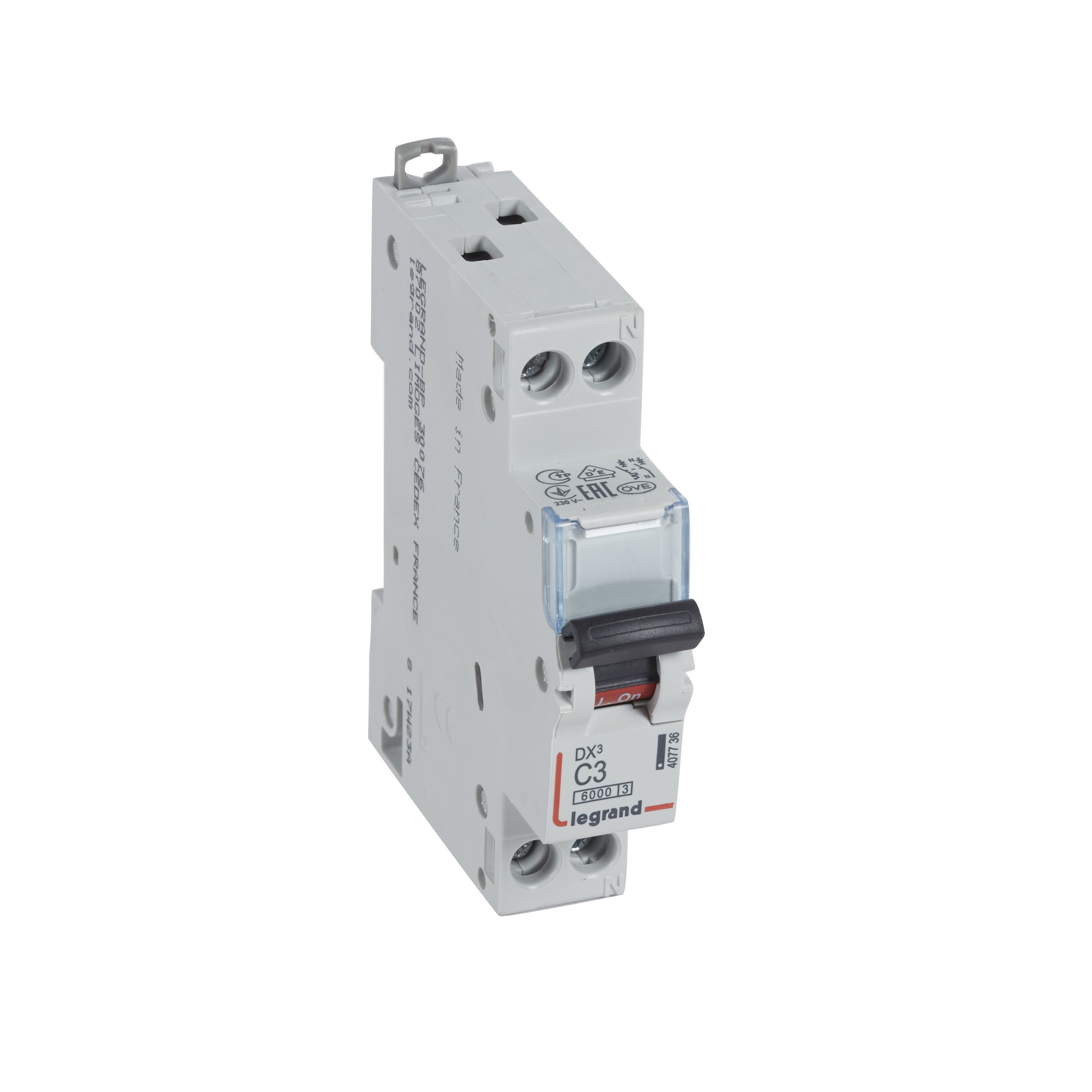 Legrand DX3 Leitungsschutzschalter C-Charakteristik, 3A, 1-polig+N, 6kA, 230VAC,