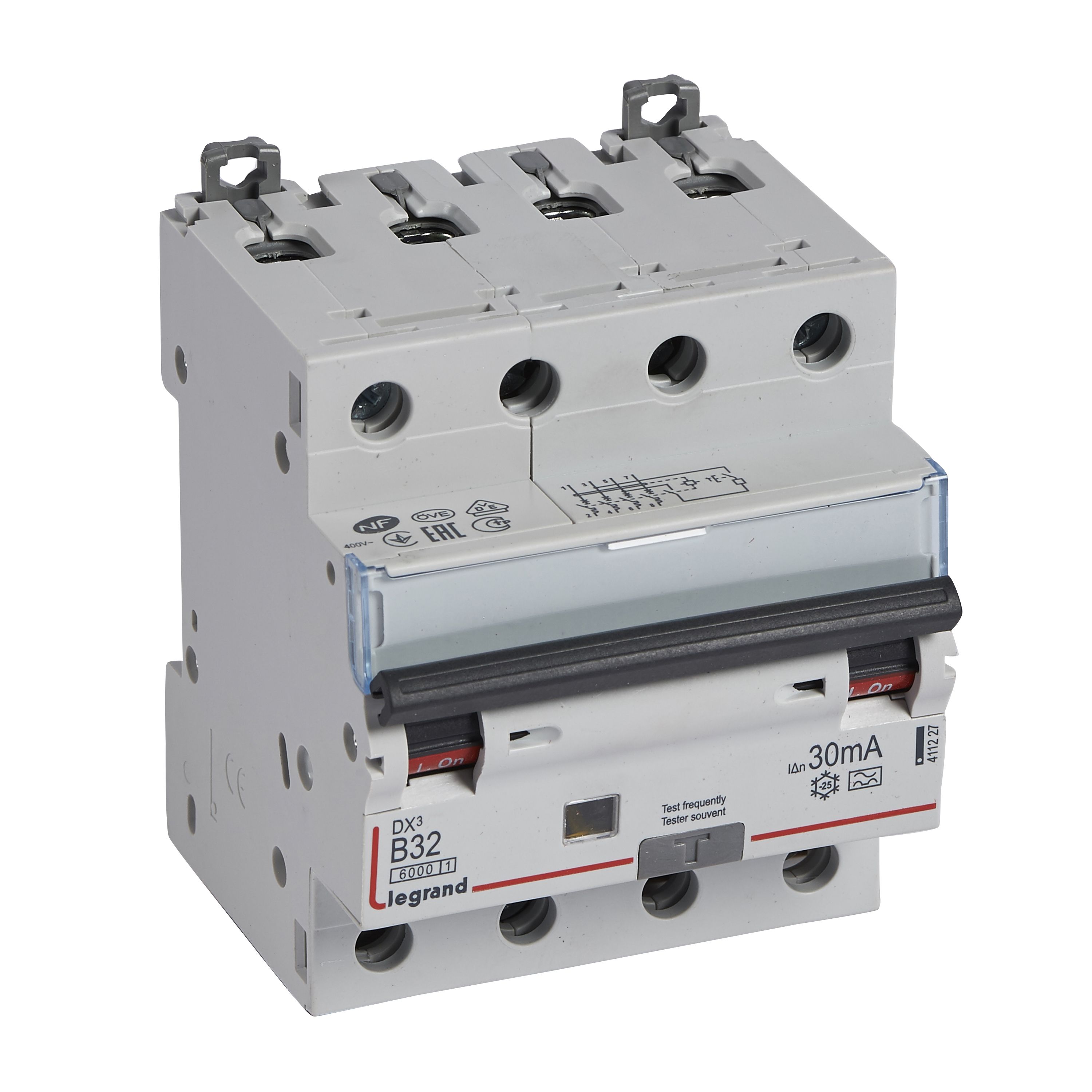 Legrand DX3 FI/LS-Schalter B-Charakteristik, 32A, 4-polig, 6kA, 30mA, Typ A, 400