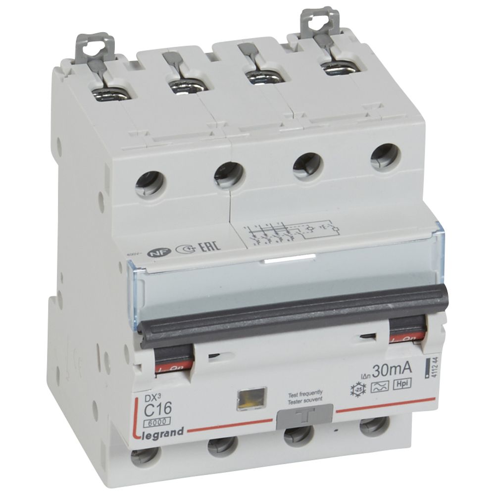 Legrand DX3 FI/LS-Schalter C-Charakteristik, 16A, 4-polig, 6kA, 30mA, Typ F, 400