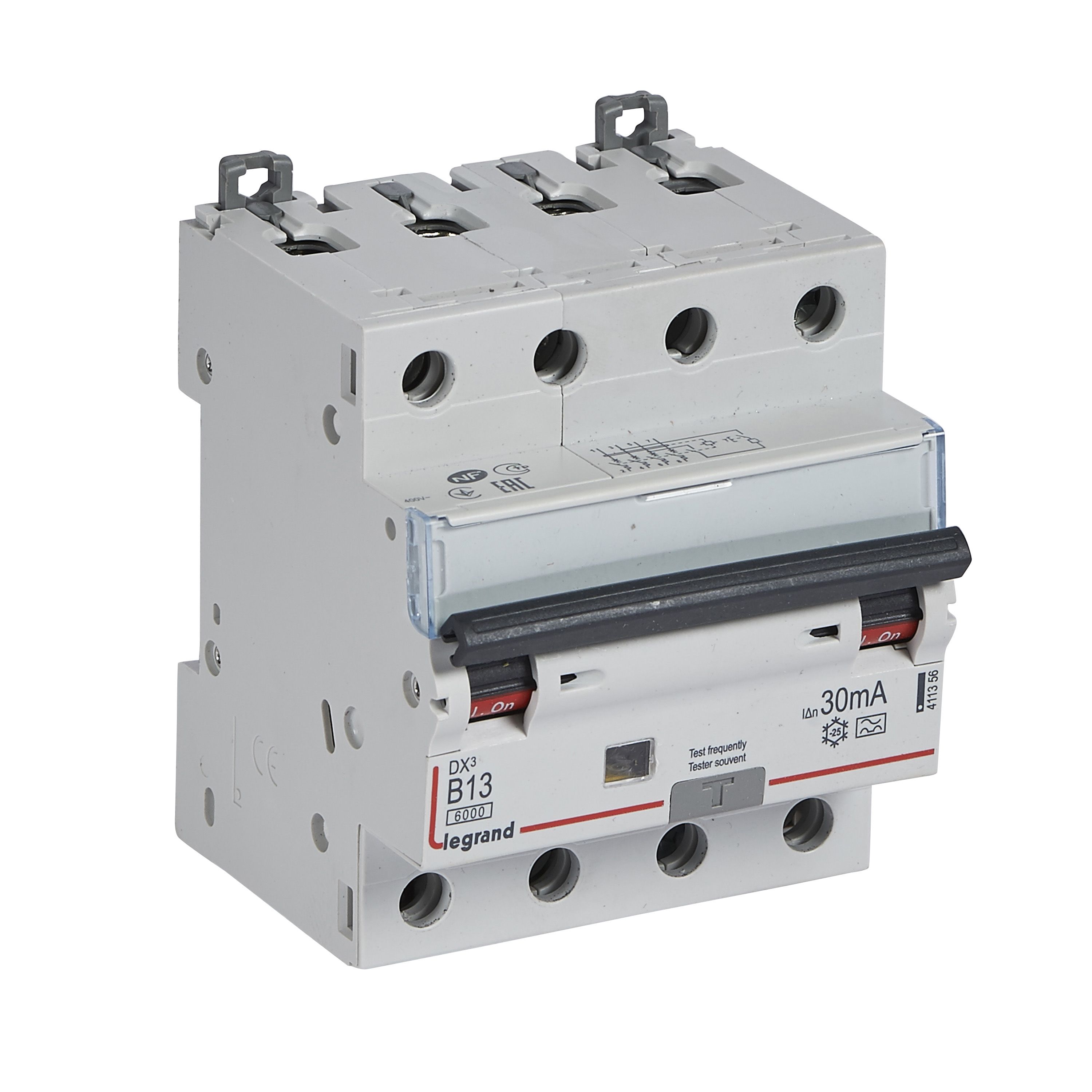 Legrand DX3 FI/LS-Schalter B-Charakteristik, 13A, 4-polig, 6kA, 30mA, Typ A, 400