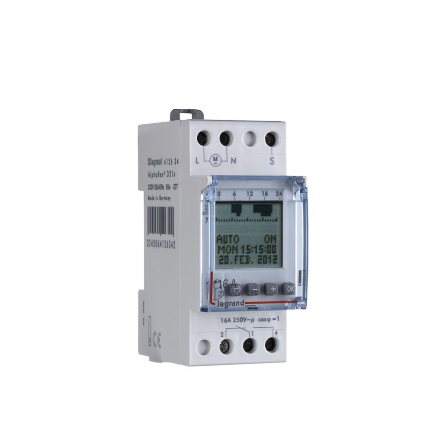 Legrand AlphaRex³ D21s  digitale Wochenzeitschaltuhr, 230 VAC, 1 Kanal, 2TE
