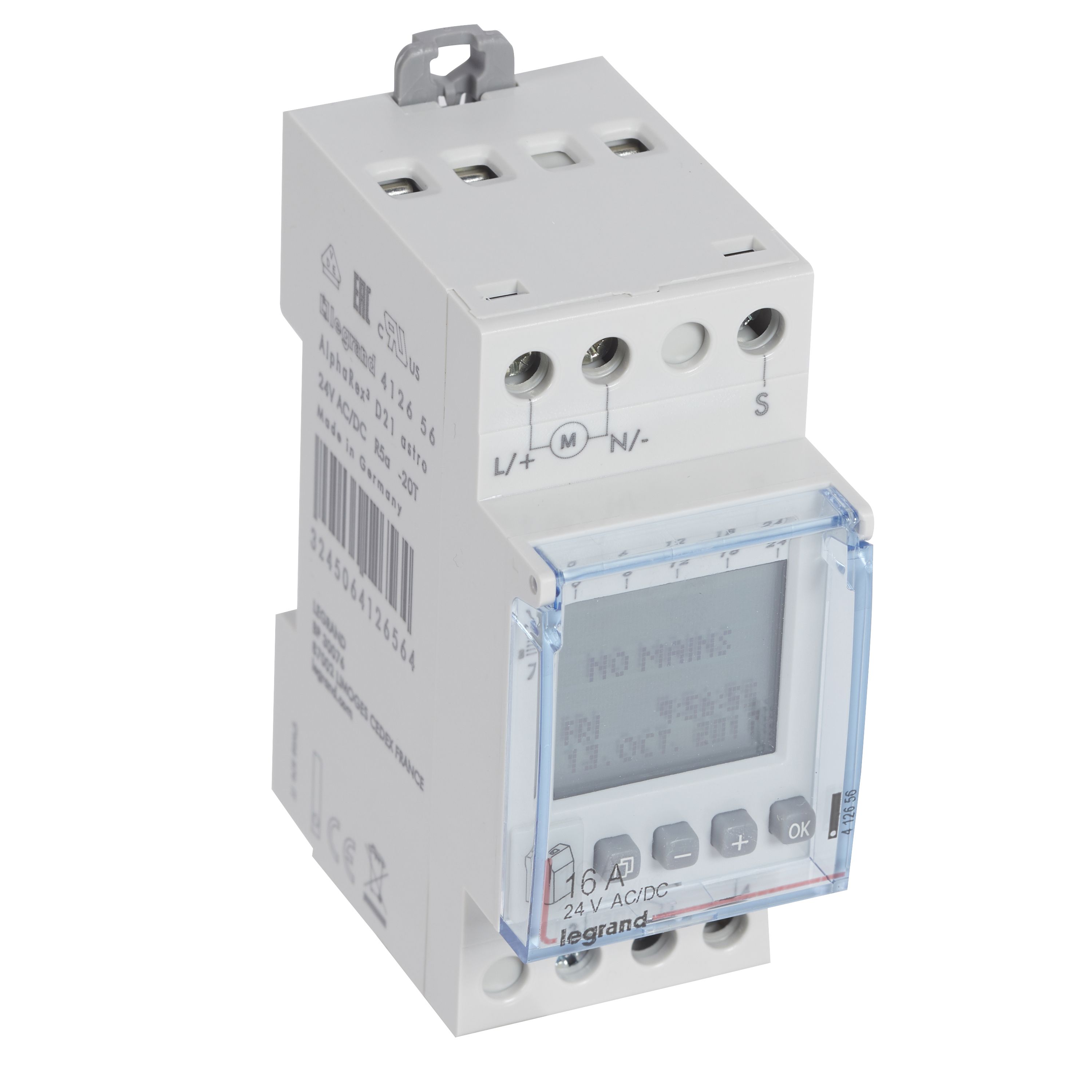 Legrand AlphaRex³ D21  digitale Astrozeitschaltuhr, 24 VAC, 1 Kanal, 2TE