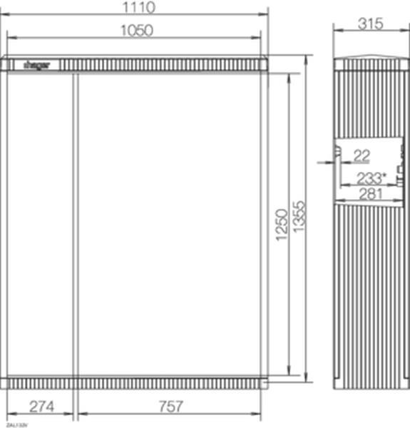 Hager Kabelverteilerschrank Gr.2/1355,asym.Tür