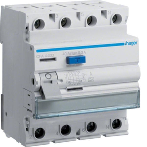 Hager FI-Schalter 4P 6kA 40A 300mA Typ A Hager FI-Schalter 4P 6kA 40A 300mA Typ A