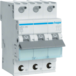 Hager LS-Schalter 3polig 6kA B-16A 3M QC