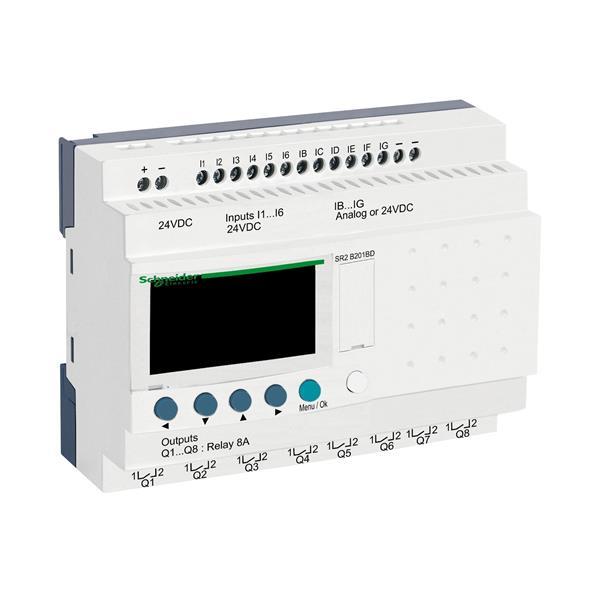 SPS-Steuerrelais, Zelio Logic, kompakte Ausführung, 20 E/A, 24 VDC, Display, Uhr