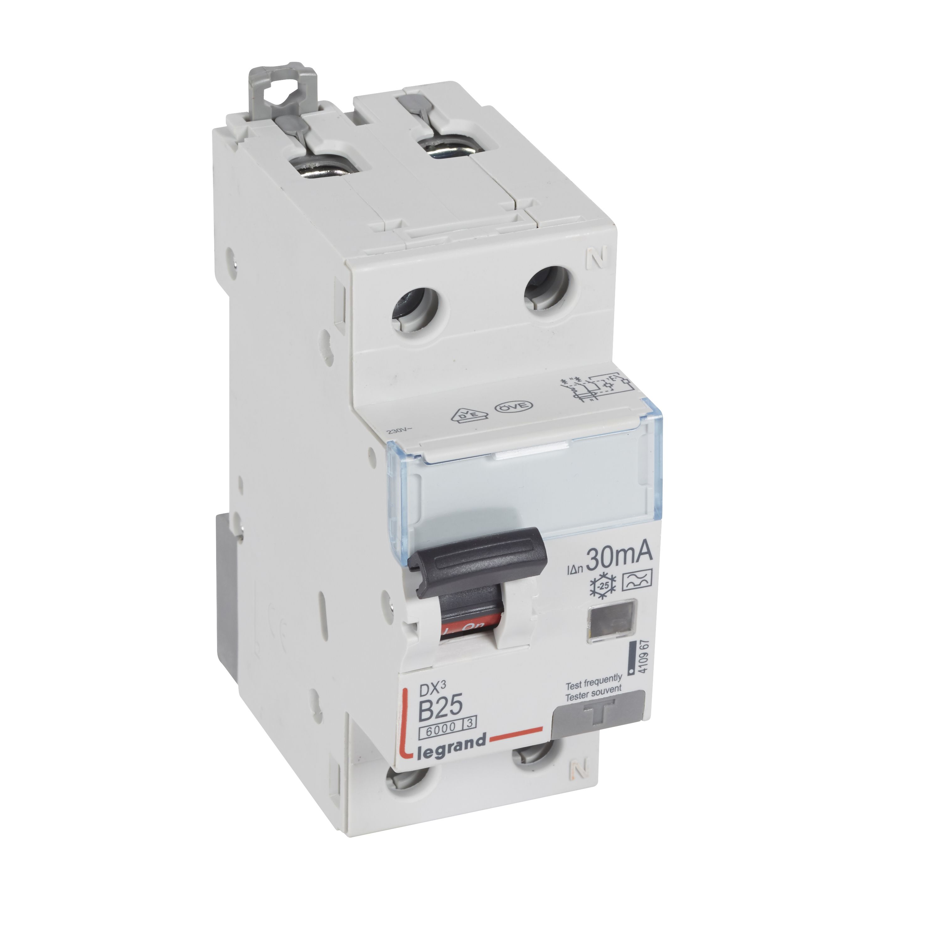 Legrand DX3 FI/LS-Schalter B-Charakteristik, 25A, 1P+N, 6kA, 30mA, Typ A, 230VAC