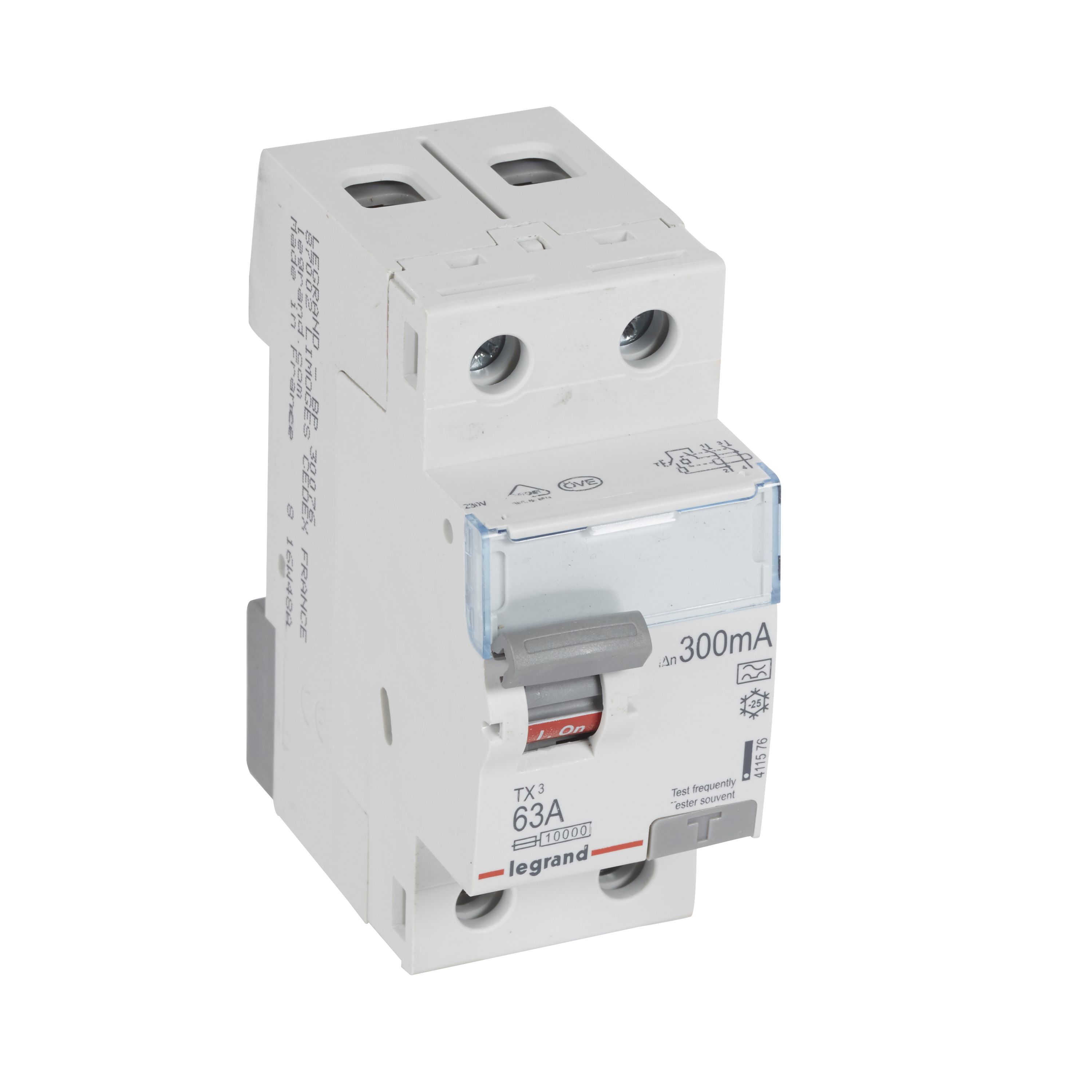 Legrand TX3 Fehlerstromschutzschalter 63A, 2-polig, 300mA, Typ A, 230VAC, 2TE