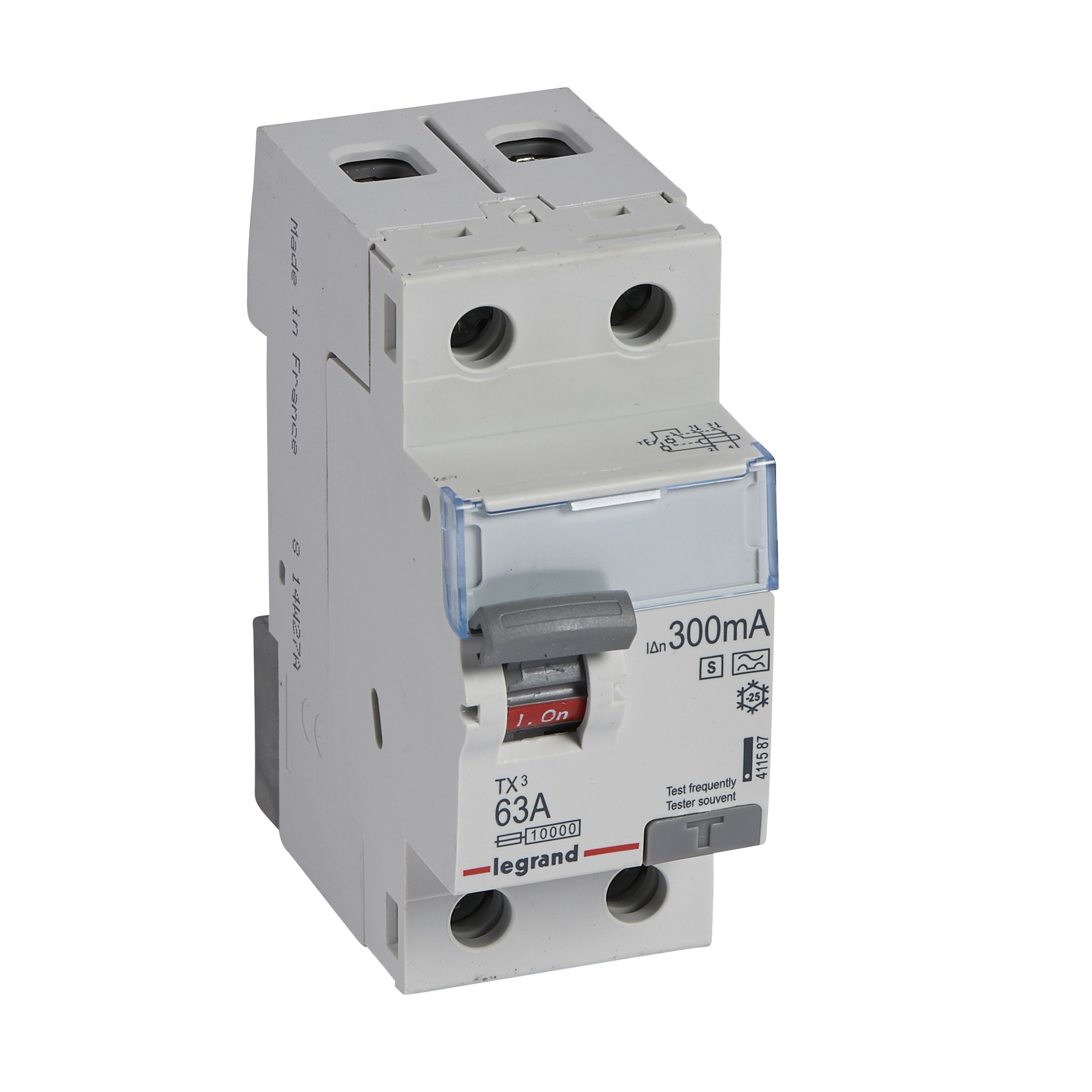 Legrand TX3 Fehlerstromschutzschalter 63A, 2-polig, 300mA, Typ A-S, 230VAC, 2TE