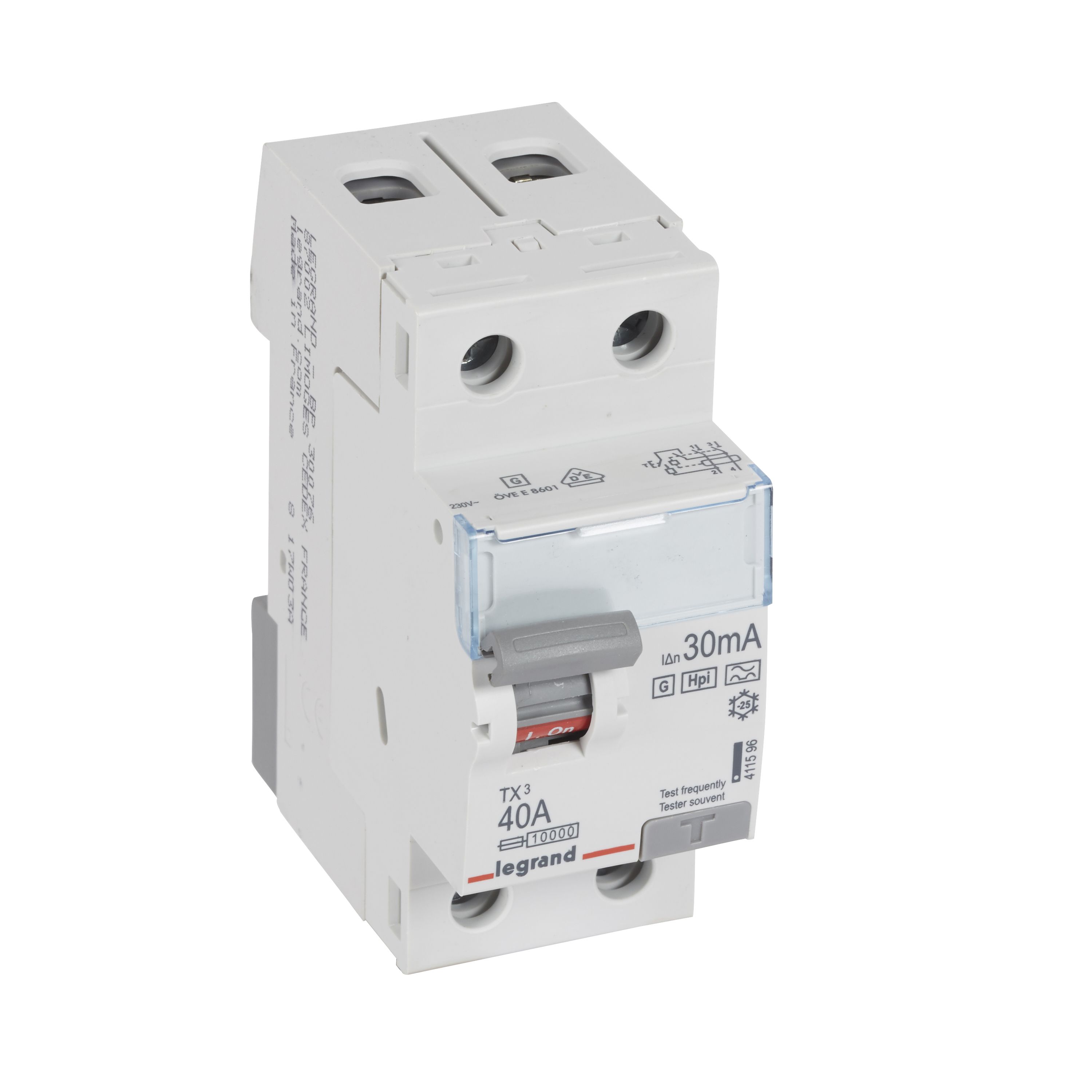 Legrand TX3 Fehlerstromschutzschalter 40A, 2-polig, 30mA, Typ F-G, 230VAC, 2TE