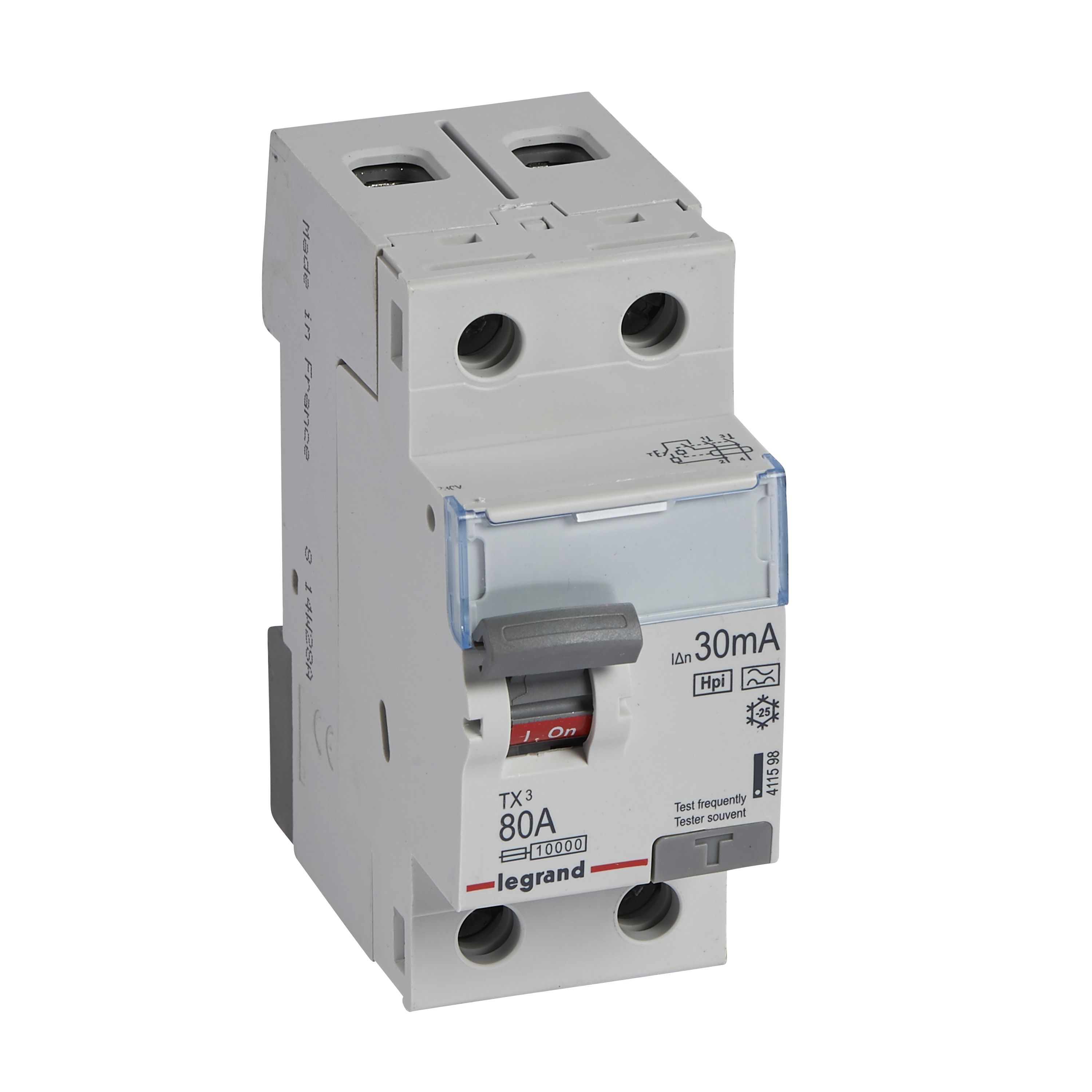 Legrand TX3 Fehlerstromschutzschalter 80A, 2-polig, 30mA, Typ F-G, 230VAC, 2TE