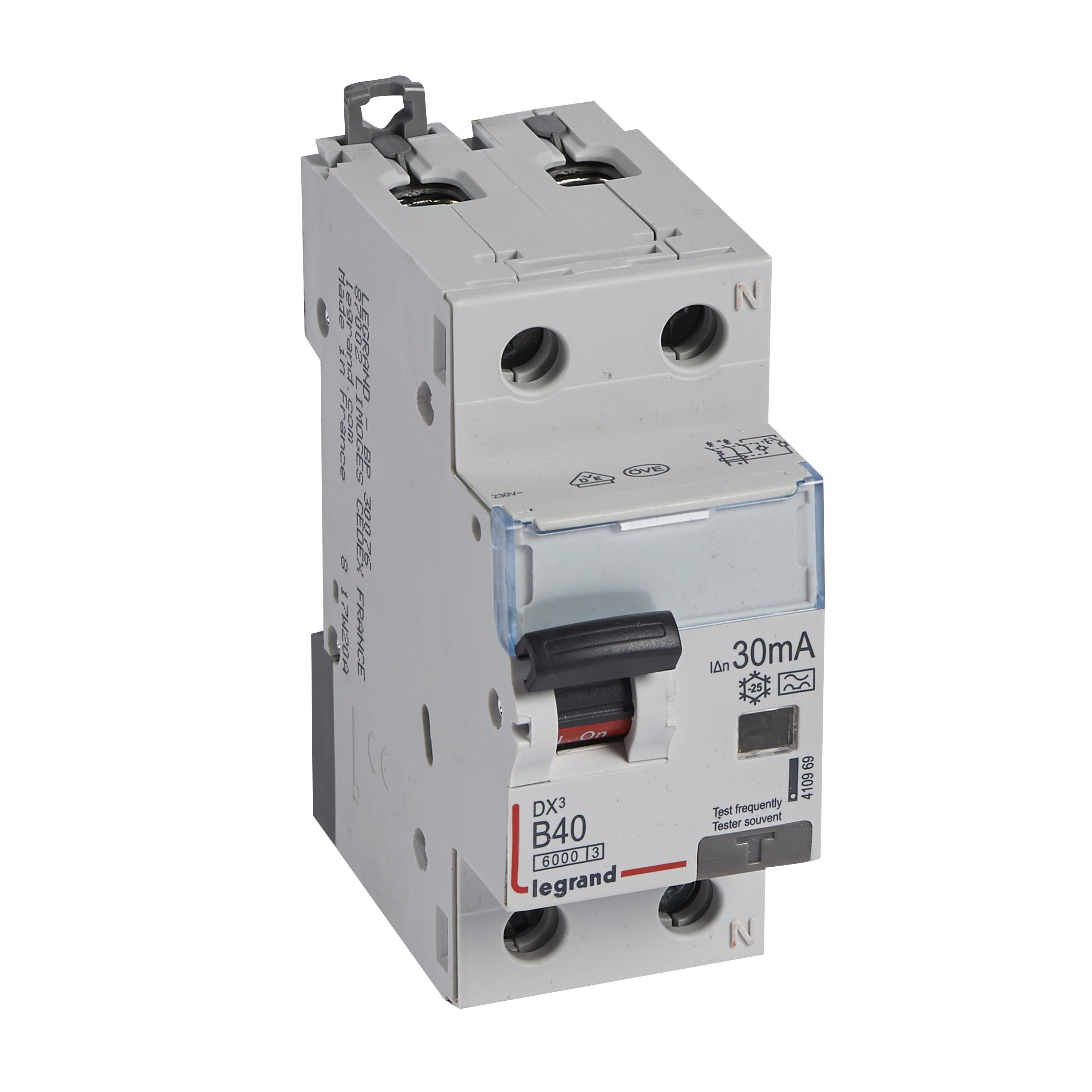 Legrand DX3 FI/LS-Schalter B-Charakteristik, 40A, 1P+N, 6kA, 30mA, Typ A, 230VAC Legrand DX3 FI/LS-Schalter B-Charakteristik, 40A, 1P+N, 6kA, 30mA, Typ A, 230VAC