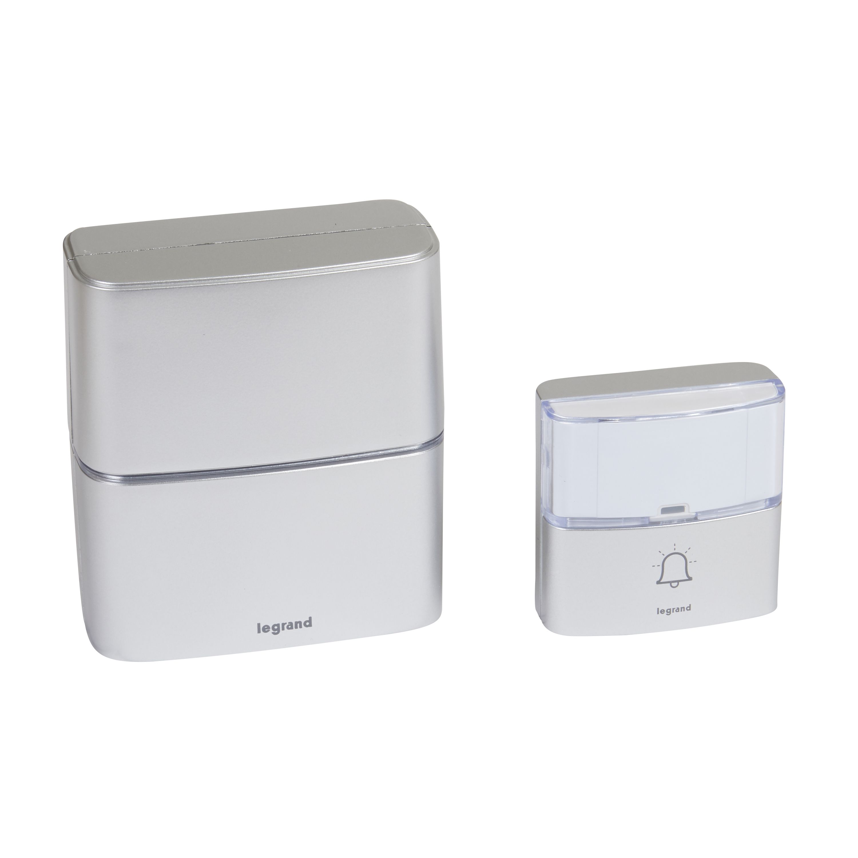 Legrand Funk Gong Set Premium MP3 LED Gong, Klingeltaster,30 Melodien Farbe: Alu