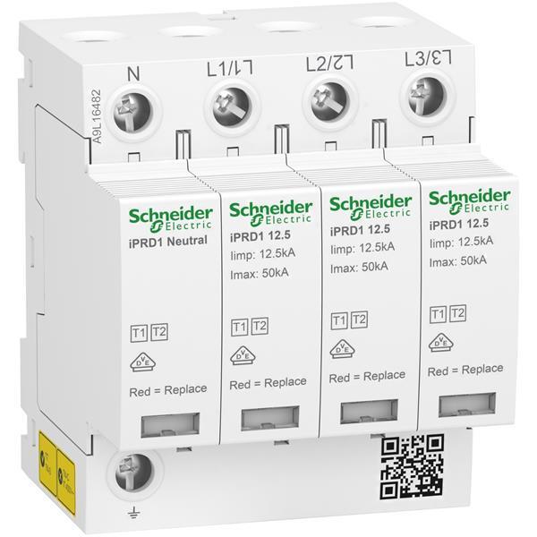 Kombiableiter Typ 1+2, Acti9 iPRD1 12.5r, 3P+N, 400V AC, Imax 50kA, Fernmeldek.