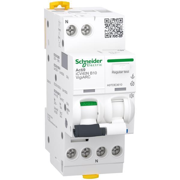 Acti9 iCV40N VigiARC, AFDD + FI/LS, 1P+N, 10A, B-Char., 30mA, Typ A-SI, 6000A