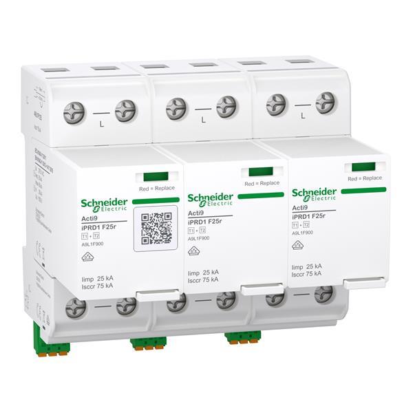Kombiableiter, Acti9 iPRD1 F25r, Typ 1+2, Schutzmodule steckbar, 3P, Iimp 25kA,