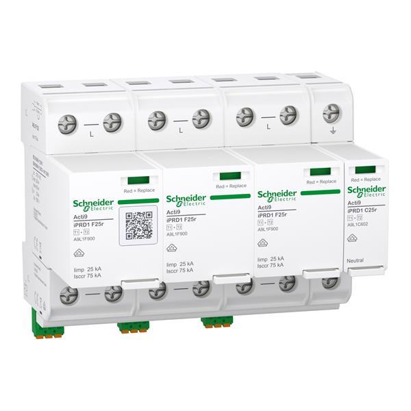 Kombiableiter, Acti9 iPRD1 F25r, Typ 1+2, Schutzmodule steckbar, 3P+N, Iimp 25kA