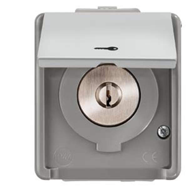 DELTA fläche IP44 AP Jalousie-Schlüsselschalter mit Klappdeckel u. Tast/Raststel