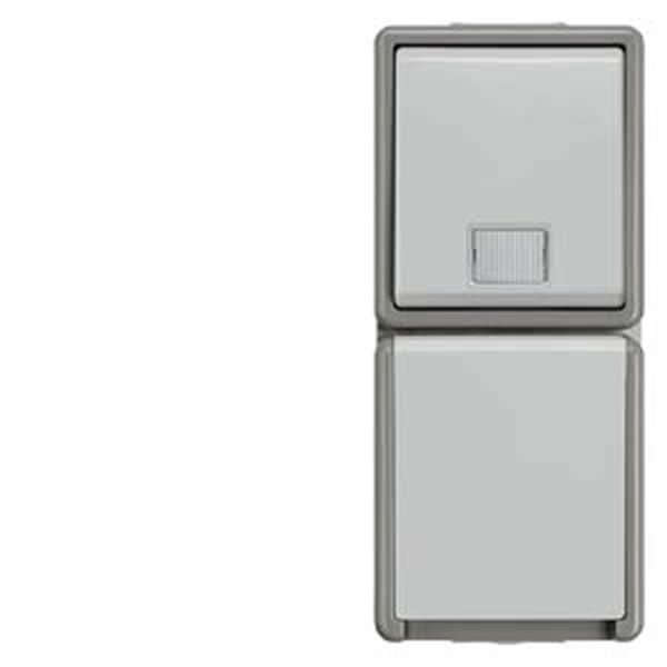 DELTA fläche IP44 AP Kombi aus Taster und SCHUKO-Steckdose, senkrecht