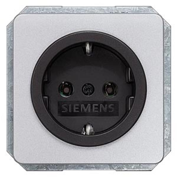 Siemens DELTA profil SCHUKO-Steckdose silber mit schwarzem Näpfchen