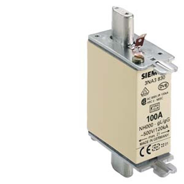 Siemens NH-Sicherungseinsatz, NH000, In: 100 A, gG, Un AC: 500 V, Un DC: 250 V