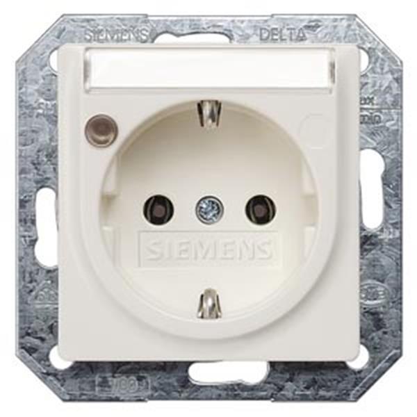 Siemens DELTA i-system Steckdose mit Schriftfeld u. Betriebsanzeige, titanweiß