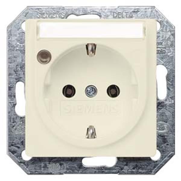 Siemens DELTA i-system Steckdose mit Schriftfeld u. Betriebsanzeige, elektroweiß