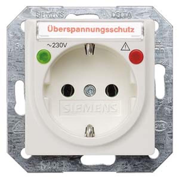 Siemens DELTA i-system Steckdose m. Schriftf./Übersp.schutz/Funktionsanz.,titanw