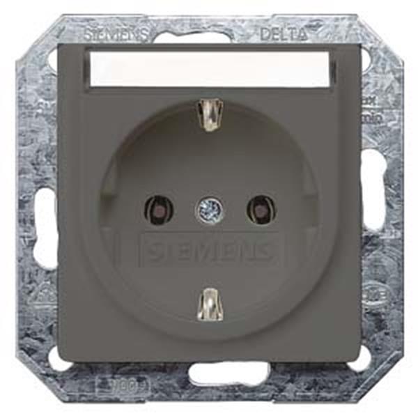 Siemens DELTA i-system SCHUKO-Steckdose mit Schriftfeld, carbonmetallic
