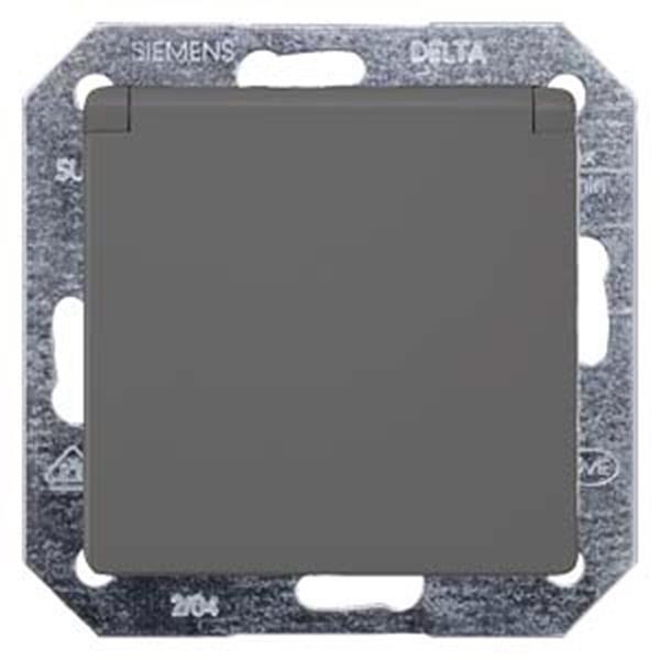 DELTA i-system SCHUKO-Steckdose mit Klappdeckel, carbonmetallic