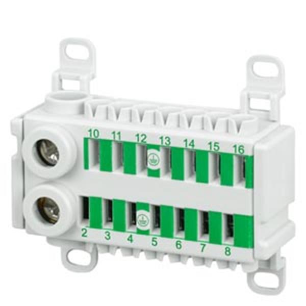 Siemens ALPHA 400-ZS PE-Klemme 14-pol., 2x 14mm2 Schraubklemme, 14x 4mm2 Steckkl