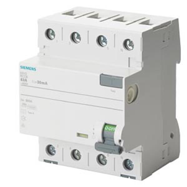FI-Schutzschalter, 4-polig, Typ A, In: 63 A, 30 mA, Un AC: 400 V