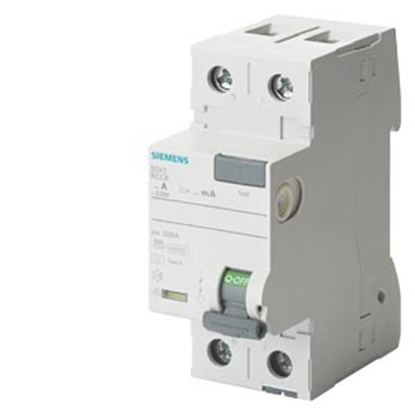 Siemens FI-Schutzschalter, 2-polig, Typ A, In: 80 A, 300 mA, Un AC: 230 V, N-lin