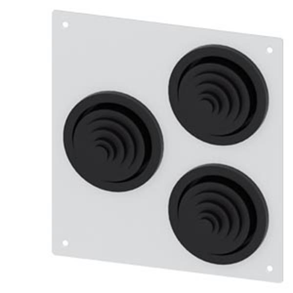 Siemens Alpha 1250 DIN Flanschplatte mit 3 x Gummitülle 8HC6900 IP55 Siemens Alpha 1250 DIN Flanschplatte mit 3 x Gummitülle 8HC6900 IP55