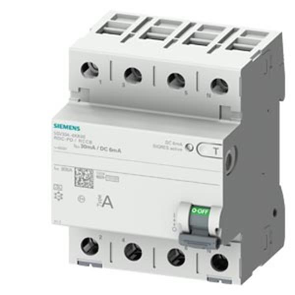 FI-Schutzschalter, 4-polig, Typ A, In: 63 A, 30 mA, 6mA DC, Un AC: 400 V