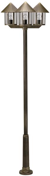 Mastleuchte 3-fl. Typ Nr. 2042 - Farbe: braun-messing, für 3 x Lampe, E27*** ACH