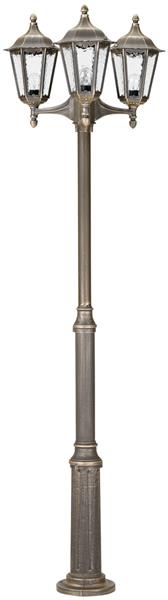 Mastleuchte 3-fl. Typ Nr. 2099 - Farbe: braun-messing, für 3 x Lampe, E27