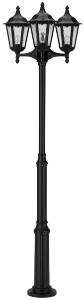Mastleuchte 3-fl. Typ Nr. 2099 - Farbe: schwarz, für 3 x Lampe, E27