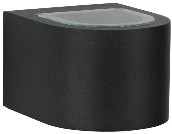 Wandstrahler Typ Nr. 2340 - 2-seitig - Farbe: schwarz, breit/breit, mit  2 x LED
