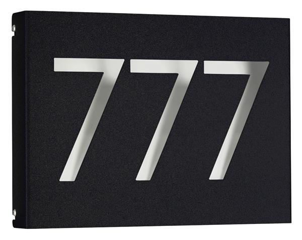 Hausnummernleuchte Typ Nr. 6005 - Edelstahl lackiert Farbe schwarz, 3-stellig, m