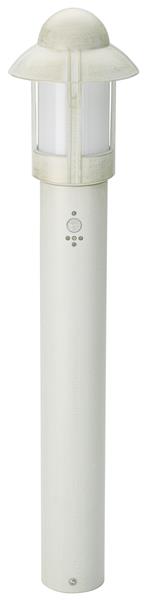 Pollerleuchte Typ Nr. 2075 - Farbe: weiß-gold, mit BWM 90 grad,für 1 x Lampe, E2