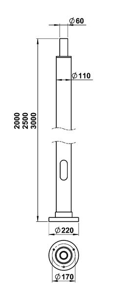 Aluminiummast Typ Nr. 0012 - Farbe: schwarz, Höhe: 2000 mm