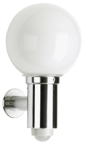 Wandleuchte Typ Nr. 0224 - Edelstahl, mit BWM, für 1 x Lampe, E27