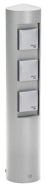 Steckdosensäule Typ Nr. 2102 - 3-fach, Farbe: Silber