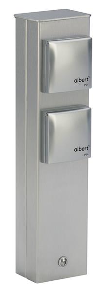 Steckdosensäule Typ Nr. 2200 Edelstahl/silber - 2-fach, Edelstahl
