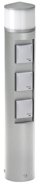 Steckdosensäule mit Licht Typ Nr. 2202 - Farbe: Silber, mit 1 x LED 10 W