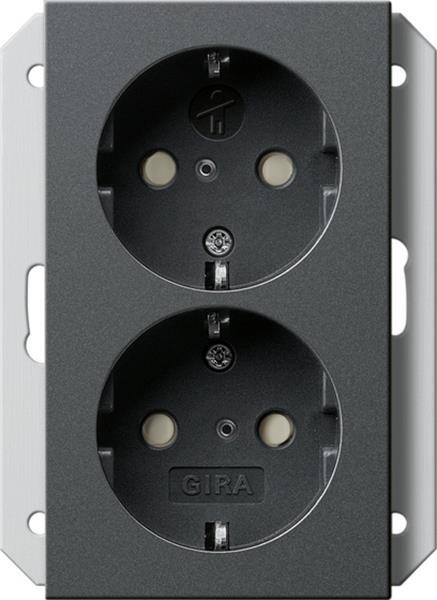 Gira 2f-SCHUKO-Steckdose SP f. UP-Dose 1f System 55 Anthrazit