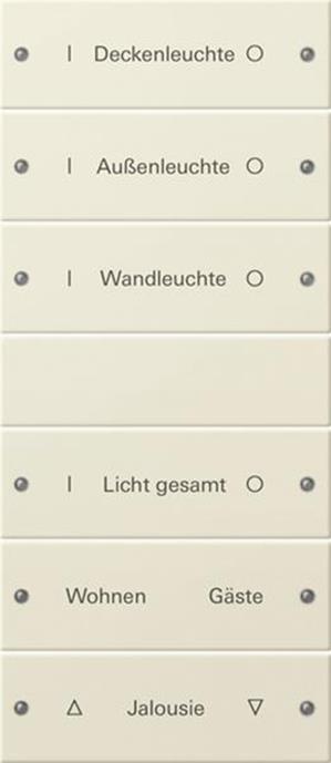 Gira Wippenset 6f (3+3) beschr. System 55 Cremeweiß(lack.)